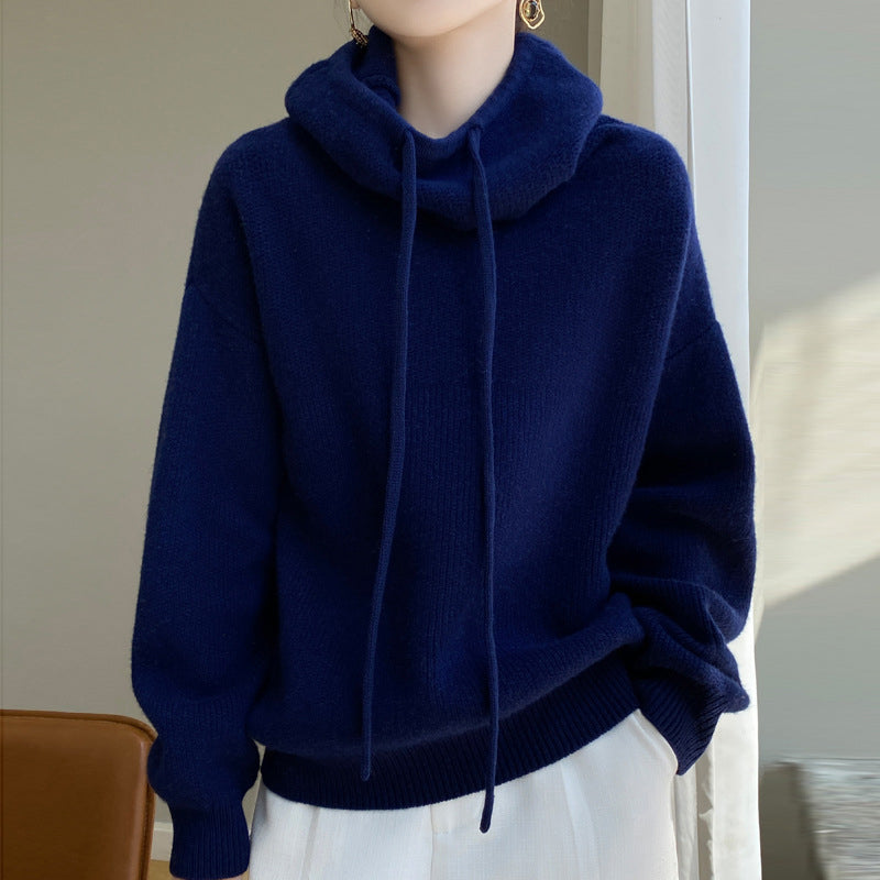 Damen Strickpullover Oversize Gemütlich Mit Kordelzug