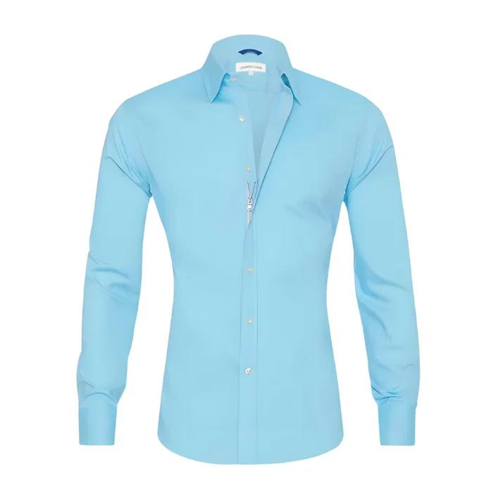 Elite - Anti-Knitter-Bluse mit Reißverschluss-Himmelblau-XS-Chaps Herrenmode