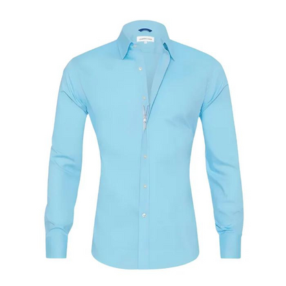 Elite - Anti-Knitter-Bluse mit Reißverschluss-Himmelblau-XS-Chaps Herrenmode