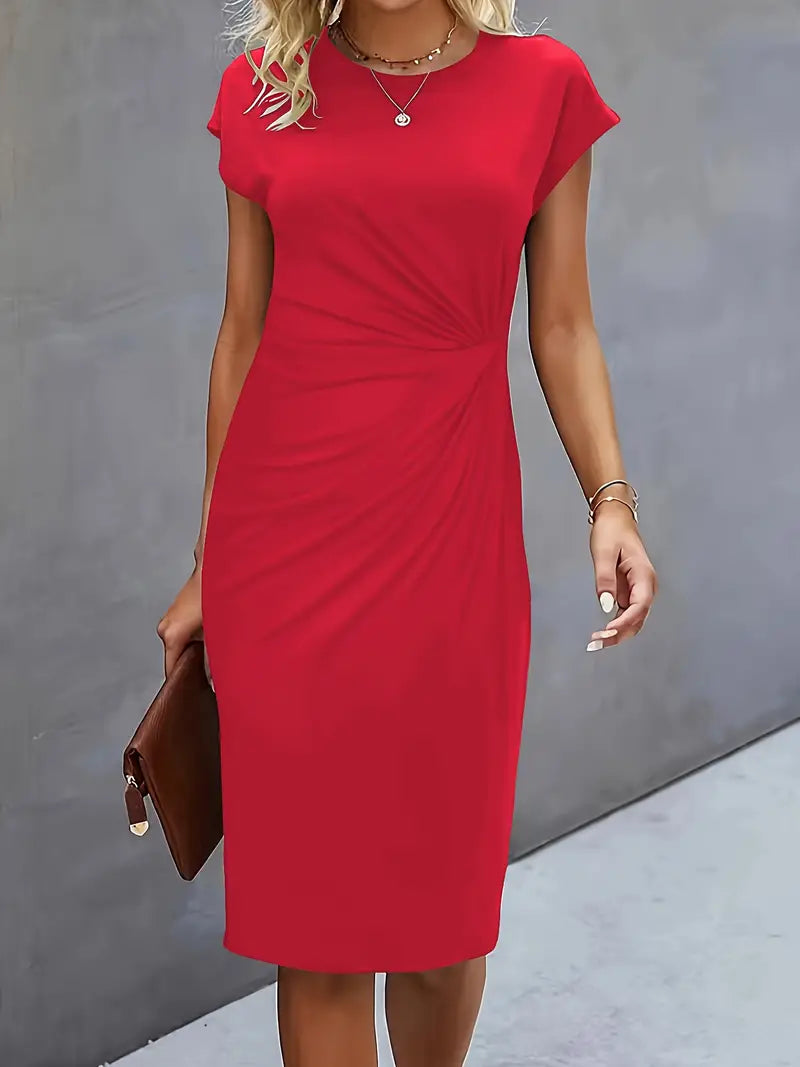 Midi Kleid Damen mit Vorderknoten Elegант