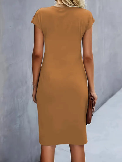 Midi-Kleid mit Schleife Vorne Elegantes Frauenkleid