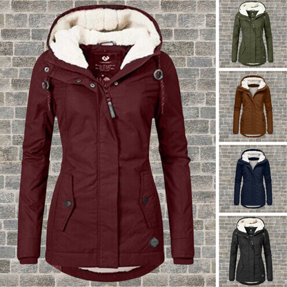 Plissierter Baumwollmantel Damen Kapuze Modern - BerlinGlamour