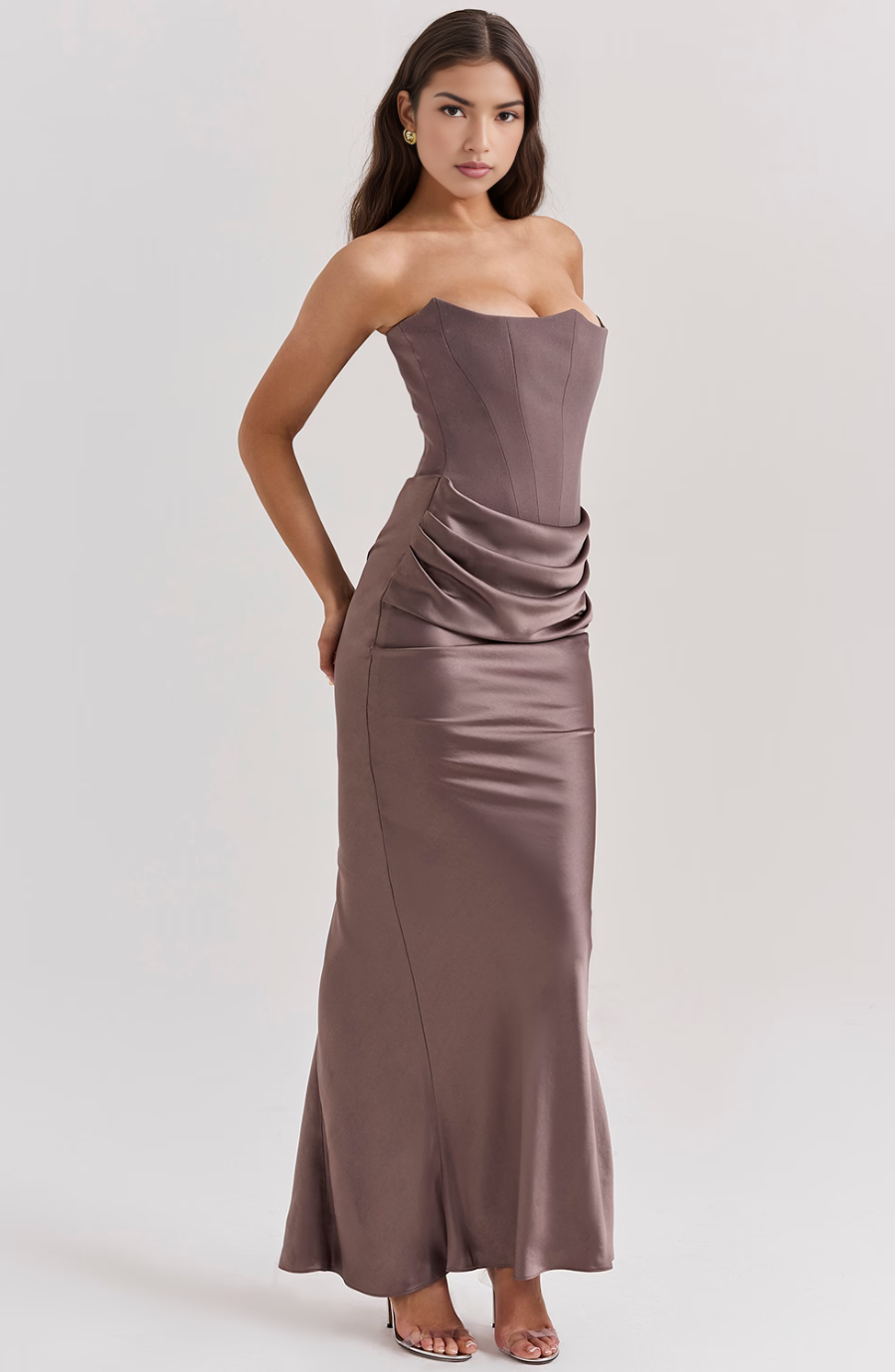 Damen Bodycon Kleid Lang Hochzeitsgästekleid Formal