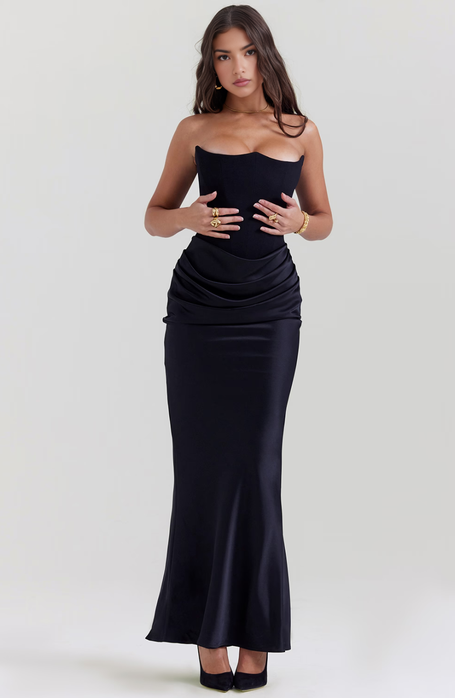 Damen Bodycon Kleid Lang Hochzeitsgästekleid Formal