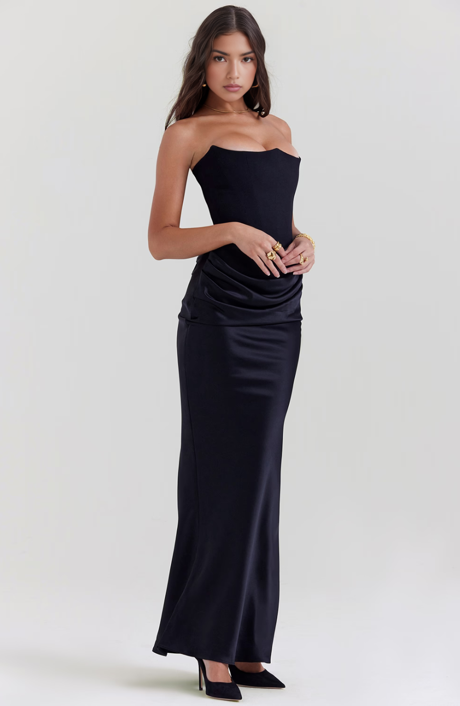 Damen Bodycon Kleid Lang Hochzeitsgästekleid Formal