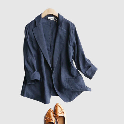 Leinen Blazer Damen Chic Minimalistisch Beige