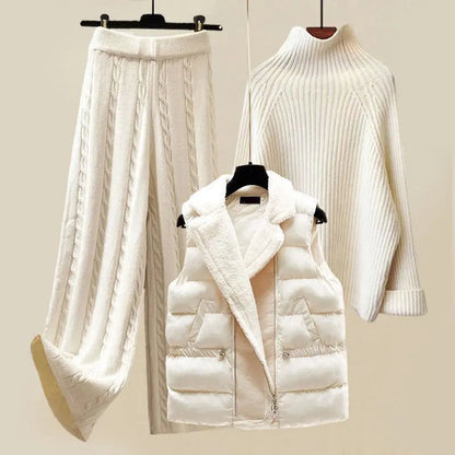 Dreiteiliges Strick-Winter-Set Warm Elegant - BerlinGlamour