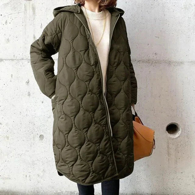 Lange Pufferjacke Warm Leicht Modern Damen