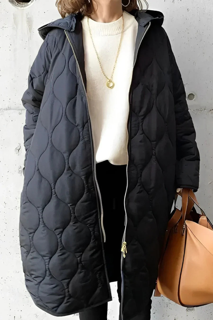 Lange Pufferjacke Warm Leicht Modern Damen