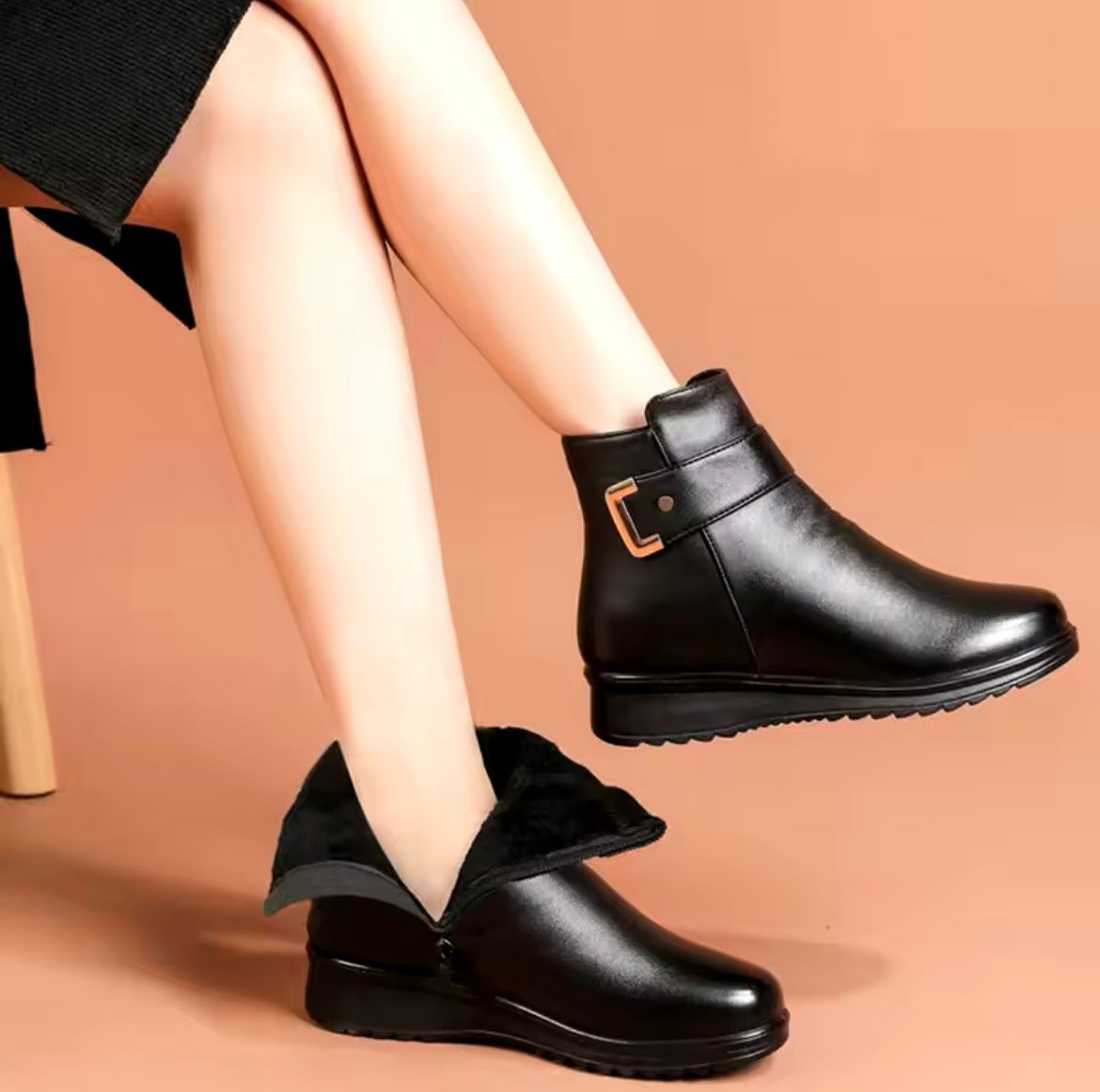 Damen Winterstiefel Warm Fell gefüttert Schnee Stiefel