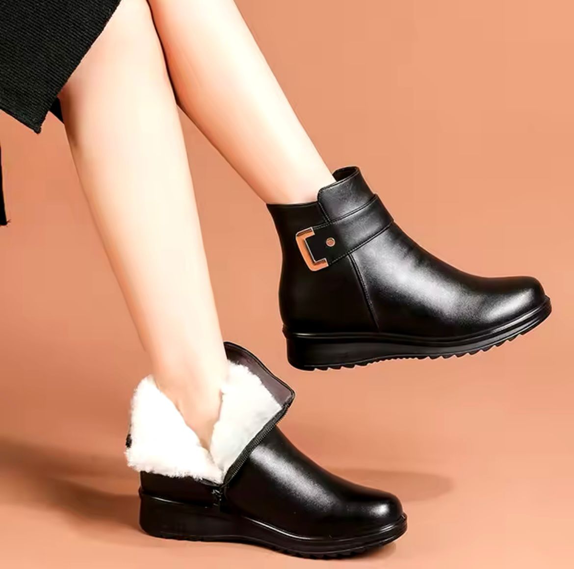 Damen Winterstiefel Warm Fell gefüttert Schnee Stiefel