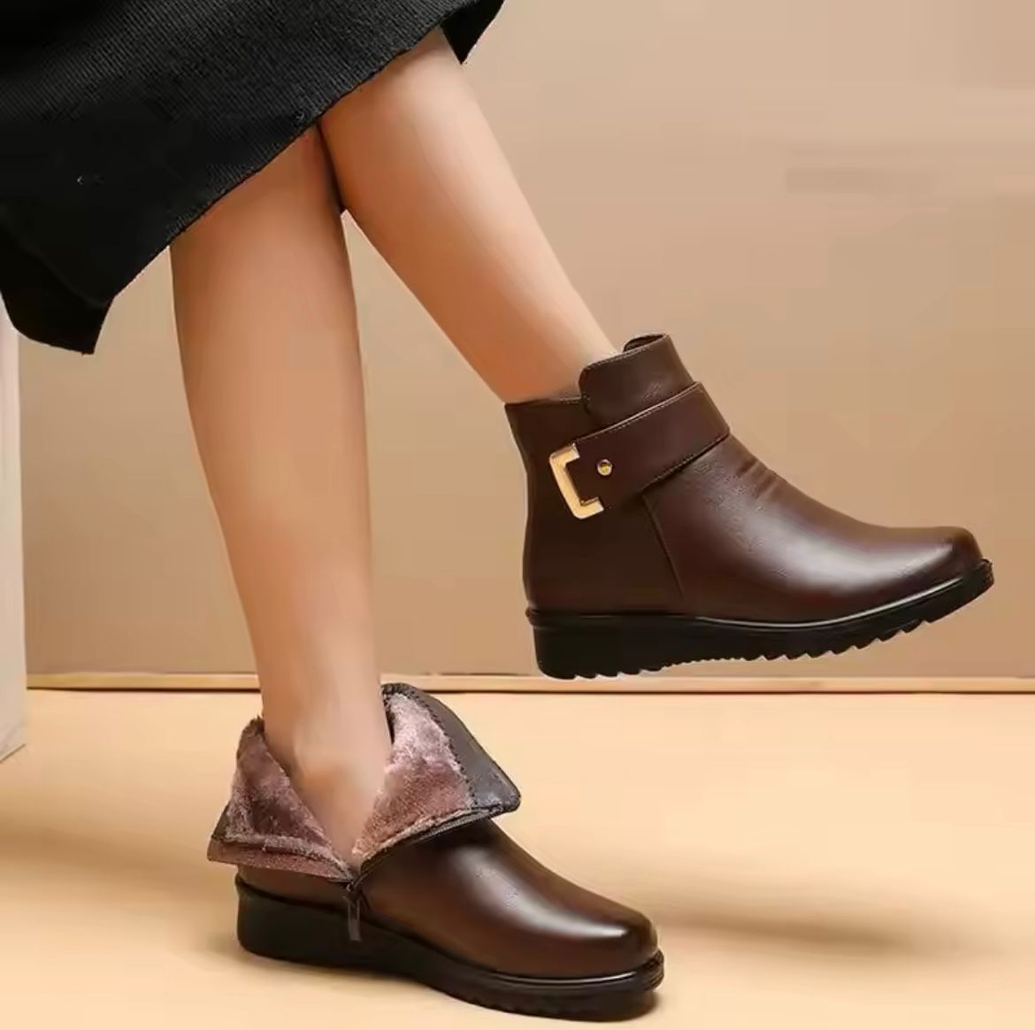 Damen Winterstiefel Warm Fell gefüttert Schnee Stiefel