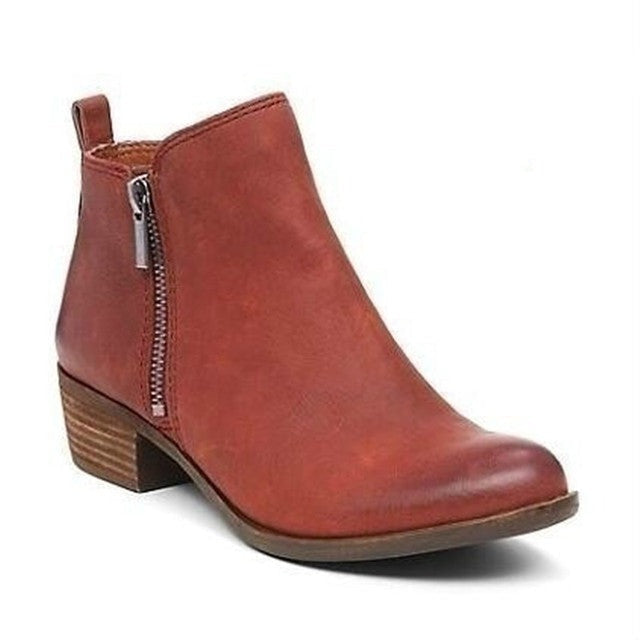Damen Stiefeletten Leder Blockabsatz Flach - BerlinGlamour
