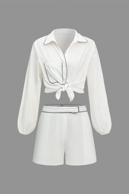 Elegantes Zweiteiler Set Damen Modern Kontrast