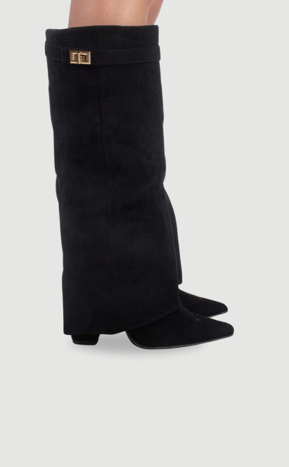 Damenstiefel Suede Elegant Gold - BerlinGlamour