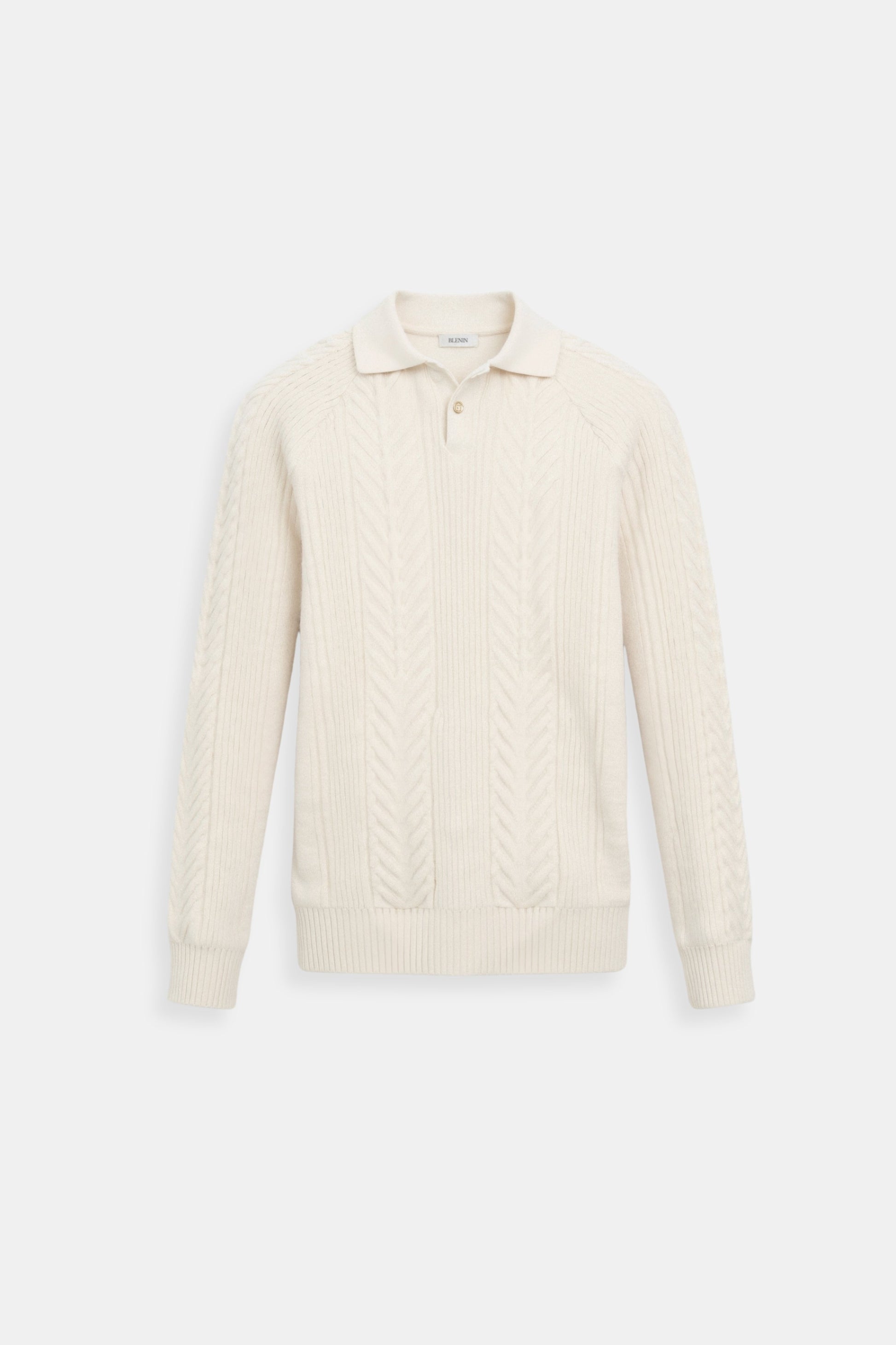 Klassischer Strickpullover Polo Kragen Zopfmuster - BerlinGlamour