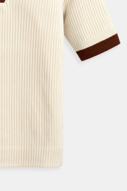 Polo Hemd Gestrickt Kragen Blockfarben Relaxed Fit