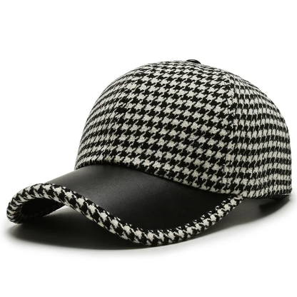 Herren Leder Mütze Elegante Schwarz