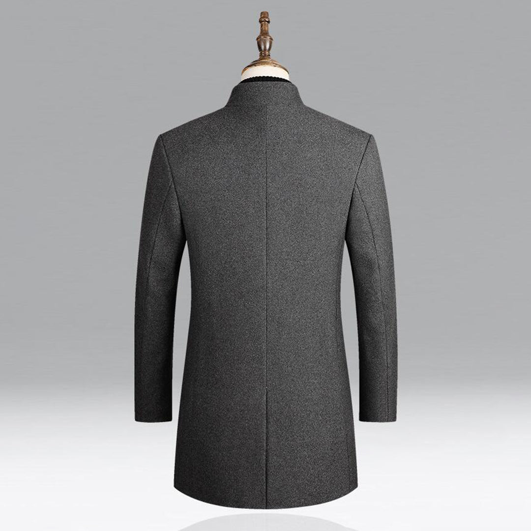 Herren Mantel Elegant Lang Schwarz