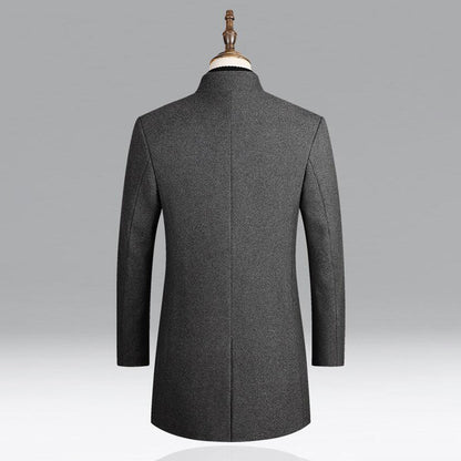 Herren Mantel Elegant Lang Schwarz