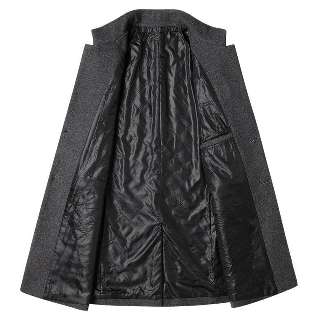 Herren Mantel Elegant Lang Schwarz