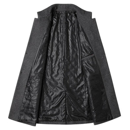 Herren Mantel Elegant Lang Schwarz