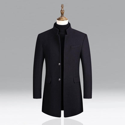 Herren Mantel Elegant Lang Schwarz