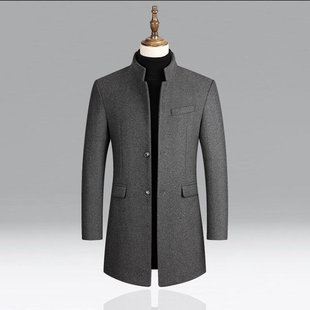 Herren Mantel Elegant Lang Schwarz