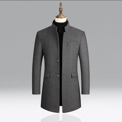 Herren Mantel Elegant Lang Schwarz