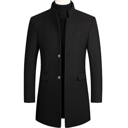 Herren Mantel Elegant Lang Schwarz