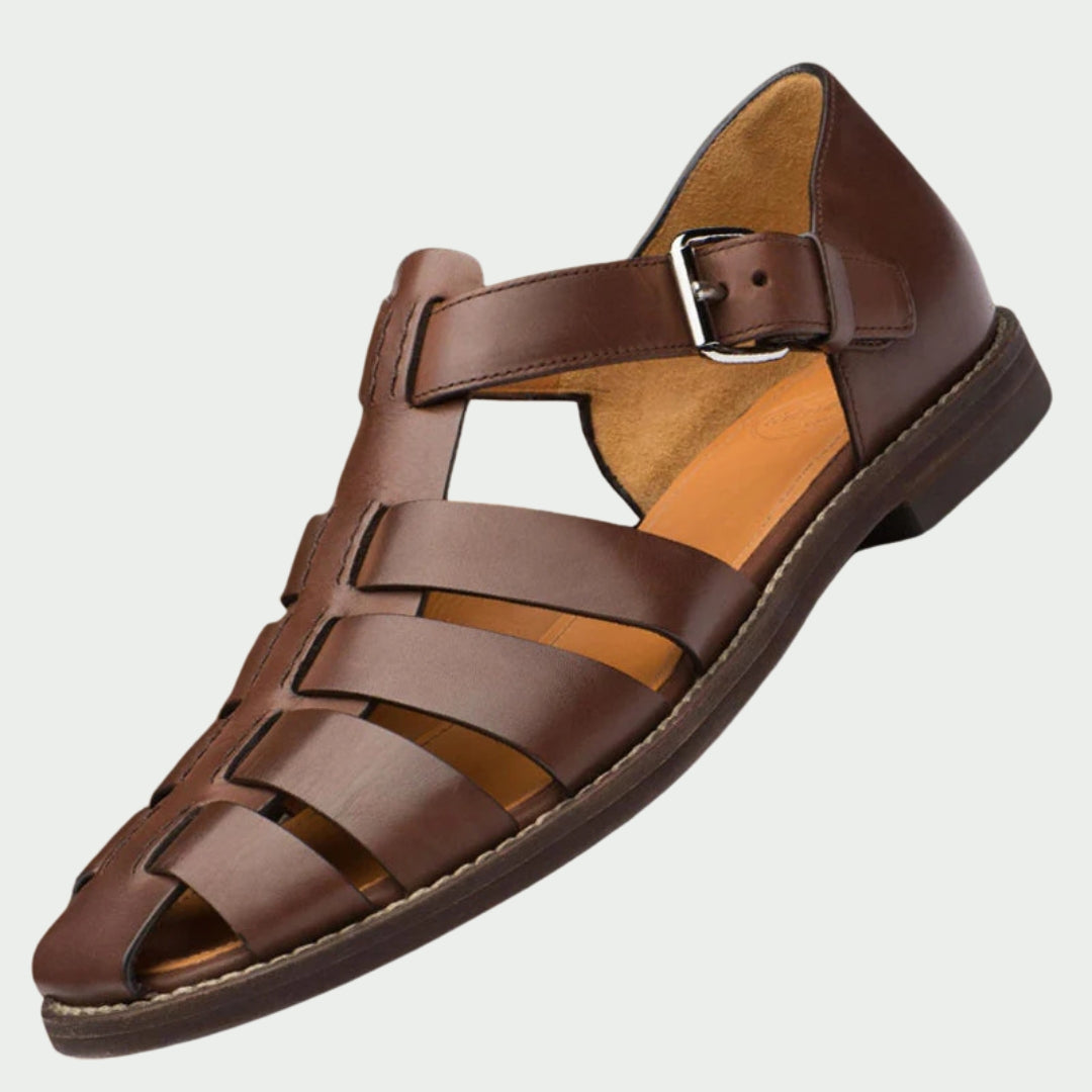 Leder Sandalen Herren Elegant Braun