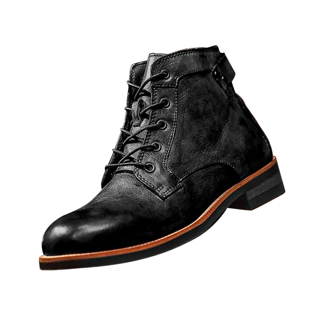 Herren Leder Stiefel Retro Klassisch Braun - BerlinGlamour