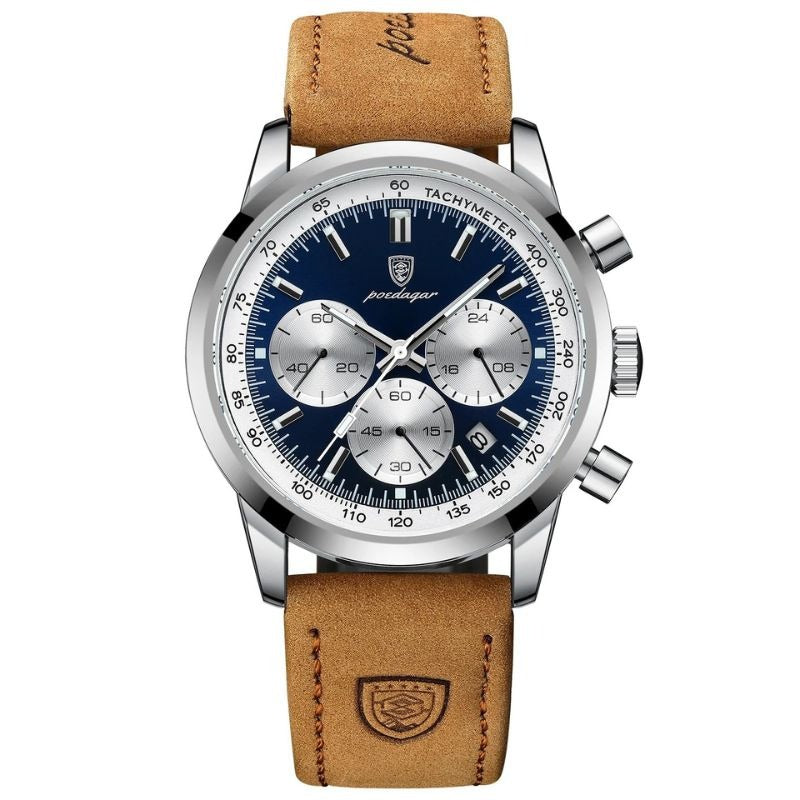 Herren Armbanduhr Chronograph Leder Automatik