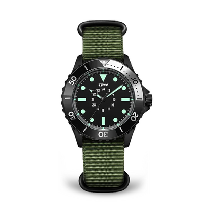 Herren Taucheruhr Wasserdicht Militärstyling Schwarz