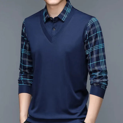 Herren Poloshirt Langarm Klassisch Elegант