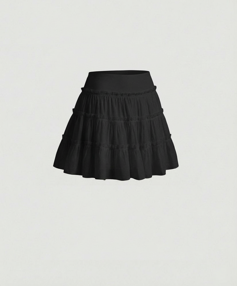Damen Faltenrock High Waist A-Linie Knie-lang