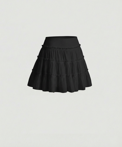 Damen Faltenrock High Waist A-Linie Knie-lang