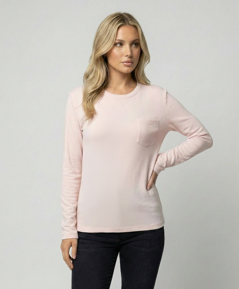 Damen Langarmshirt Rundhals Loose Fit Bequem - BerlinGlamour