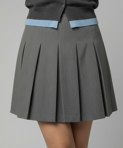 Kurzer Grauer Minirock High Waist A-Linie Damenrock