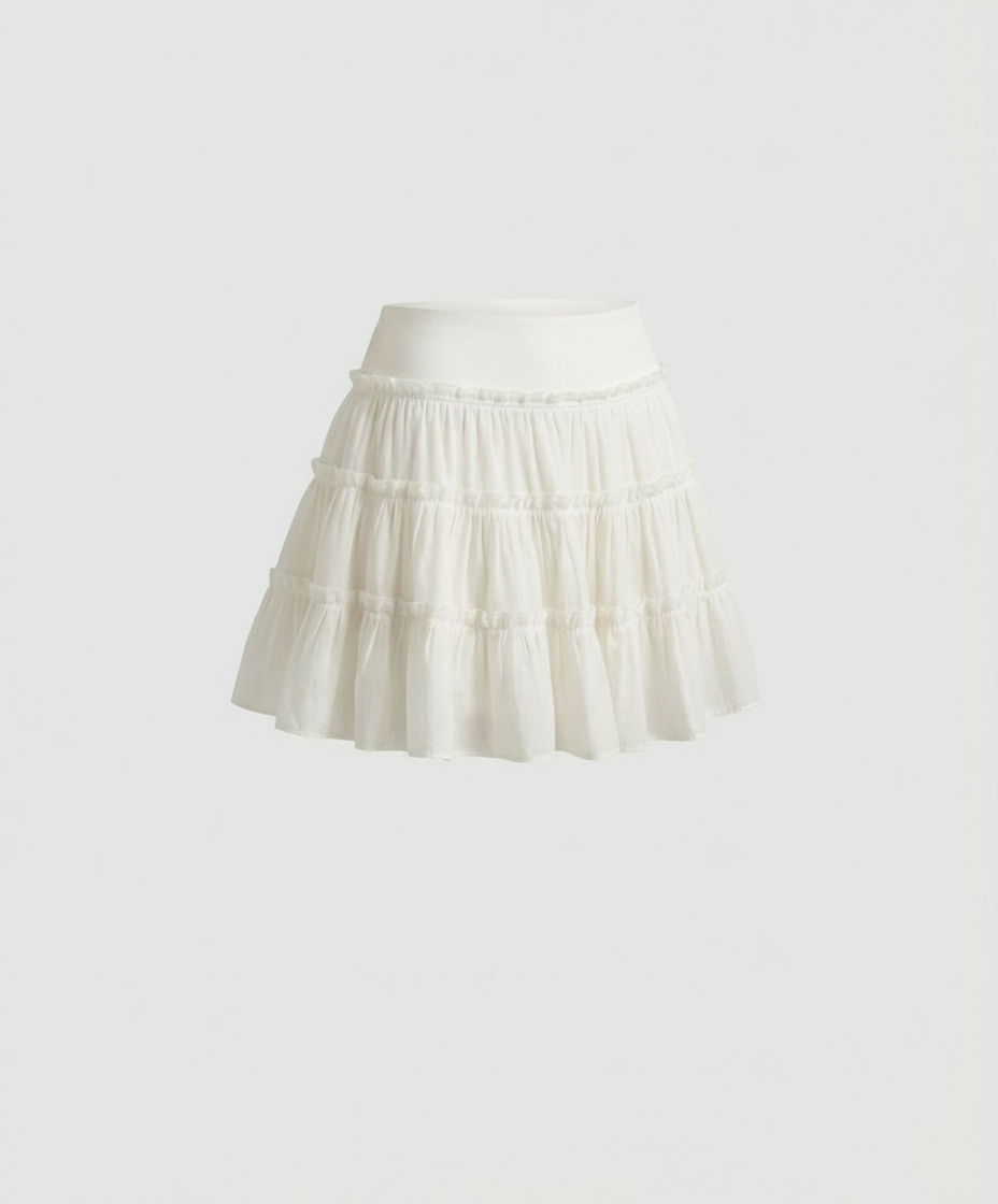 Damen Faltenrock High Waist A-Linie Knie-lang