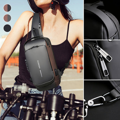 Diebstahlsichere Umhängetasche mit USB-Ladefunktion