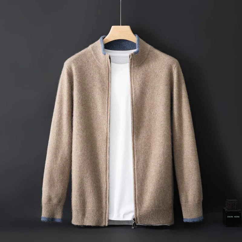 Herren Strickjacke Merino Wolle Reißverschluss Warm - BerlinGlamour