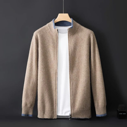 Herren Strickjacke Merino Wolle Reißverschluss Warm - BerlinGlamour