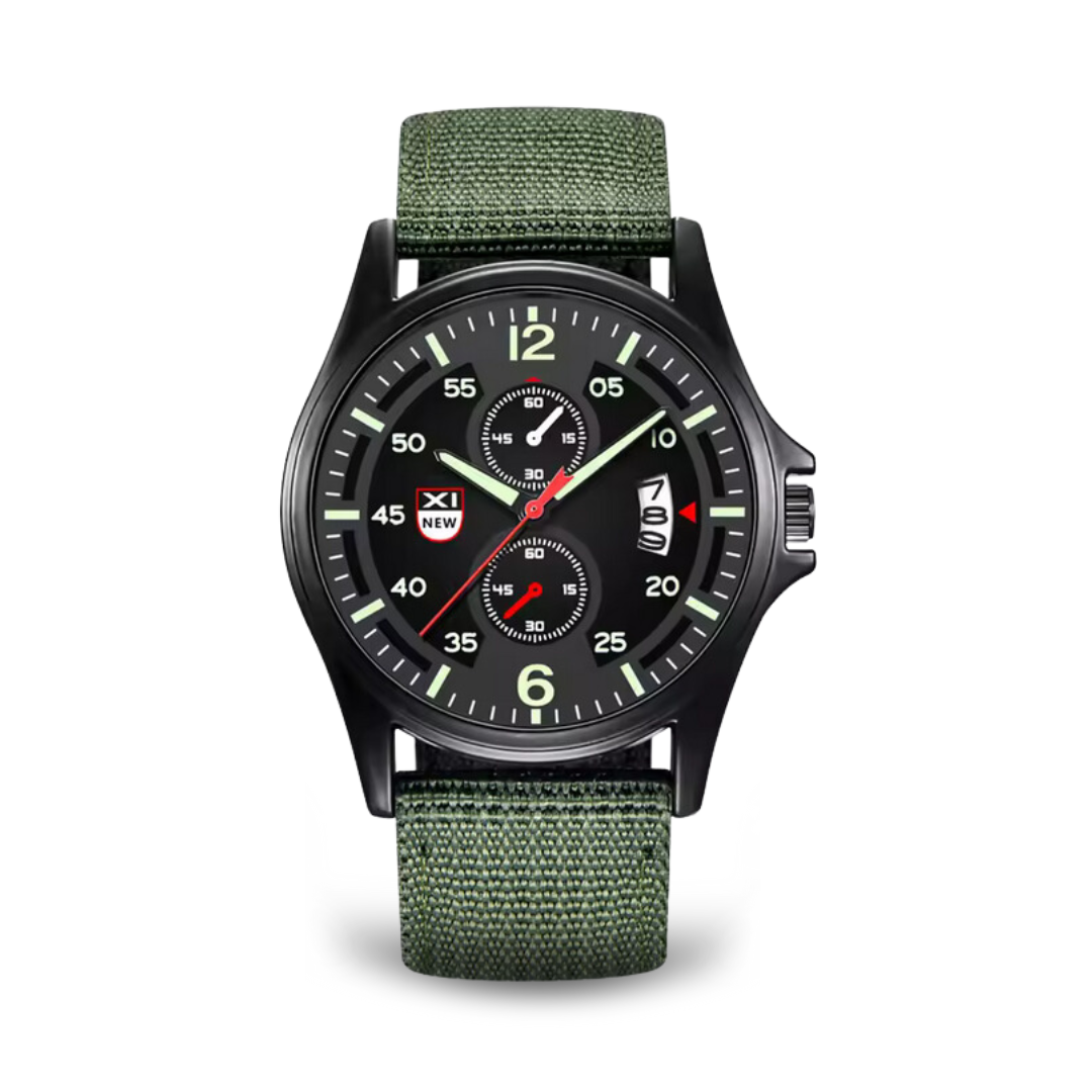 Herrenuhr Militärstil Quarz Sportuhr Schwarz