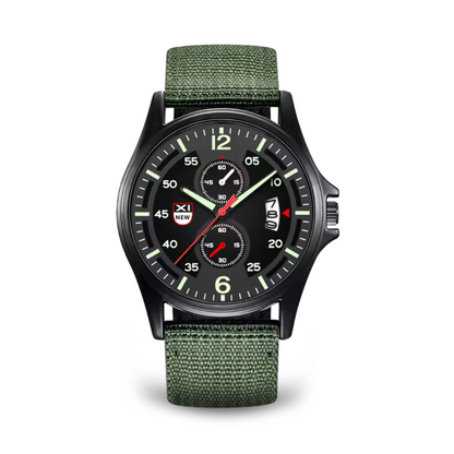 Herrenuhr Militärstil Quarz Sportuhr Schwarz