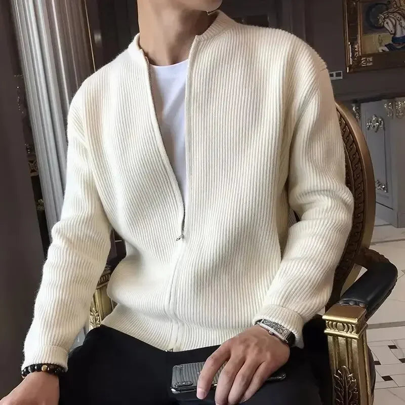 Herren Strickjacke Reißverschluss Klassisch Warm - BerlinGlamour