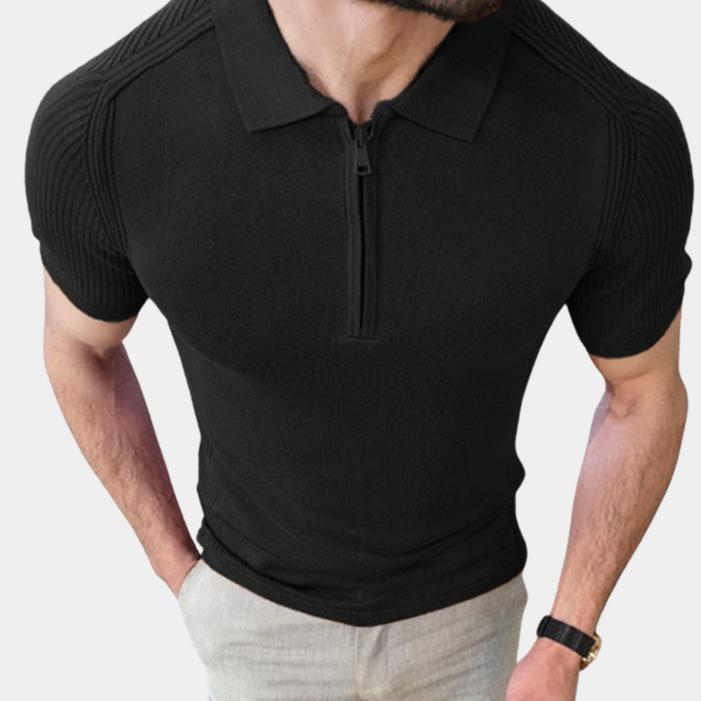 Herren Poloshirt Baumwolle Reißverschluss Casual Elegant - BerlinGlamour