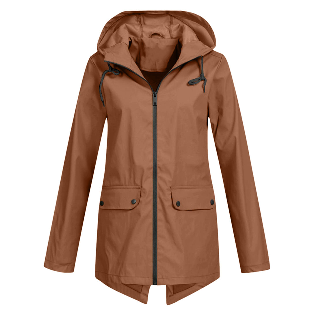 Wasserdichte Lange Winterjacke Mit Kapuze Schwarz