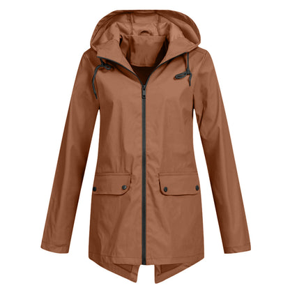 Wasserdichte Lange Winterjacke Mit Kapuze Schwarz