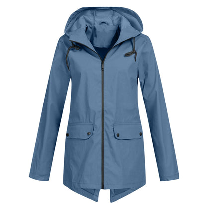 Damen Jacke mit Kapuze Reißverschluss und Taschen